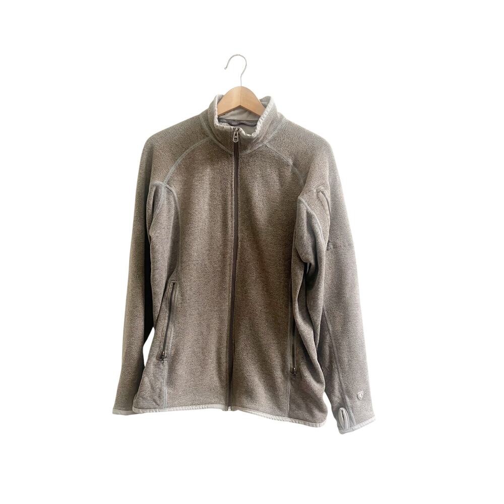 Kuhl Alpaca Zip Up Sweater Men’s Medium Tan Fleece Pockets Outdoor Performance